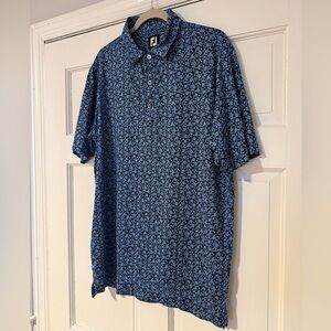 FootJoy Floral Pattern Polo - Black and Blue